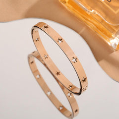 Wholesale 18K Titanium Steel Plain Ring Pentagram Bangle for Women - coojewelry