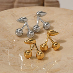 Wholesale 1 Pair Casual Modern Style Sweet Cherry Plating 304 Stainless Steel 16K Gold Plated White Gold Plated Ear Studs - coojewelry