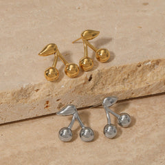 Wholesale 1 Pair Casual Modern Style Sweet Cherry Plating 304 Stainless Steel 16K Gold Plated White Gold Plated Ear Studs - coojewelry