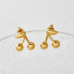Wholesale 1 Pair Casual Modern Style Sweet Cherry Plating 304 Stainless Steel 16K Gold Plated White Gold Plated Ear Studs - coojewelry