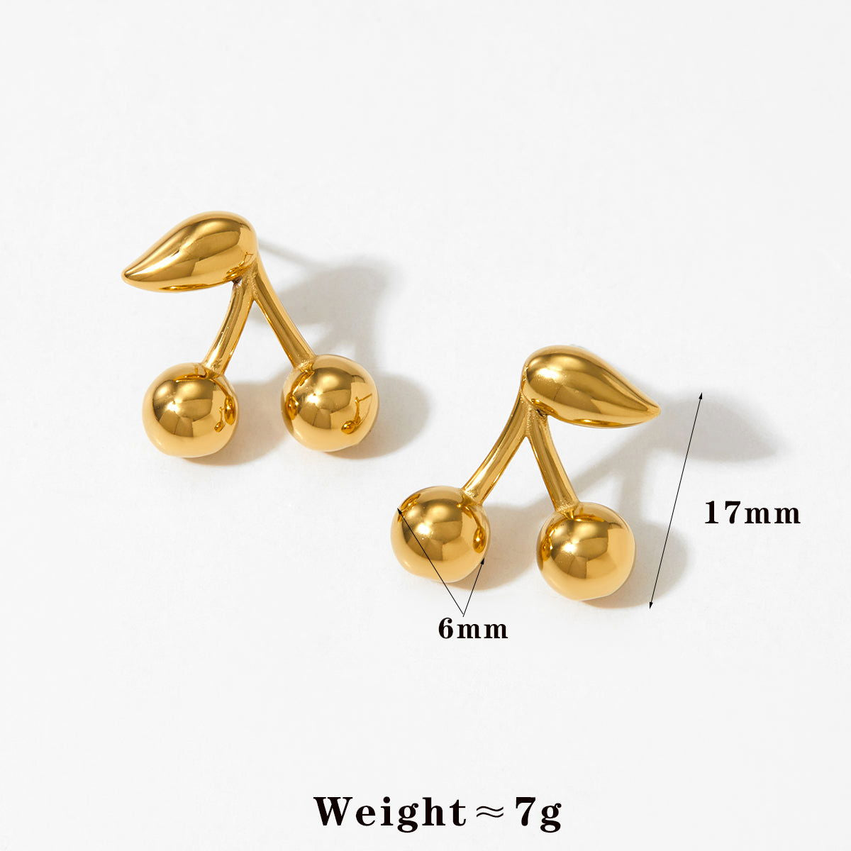 Wholesale 1 Pair Casual Modern Style Sweet Cherry Plating 304 Stainless Steel 16K Gold Plated White Gold Plated Ear Studs - coojewelry