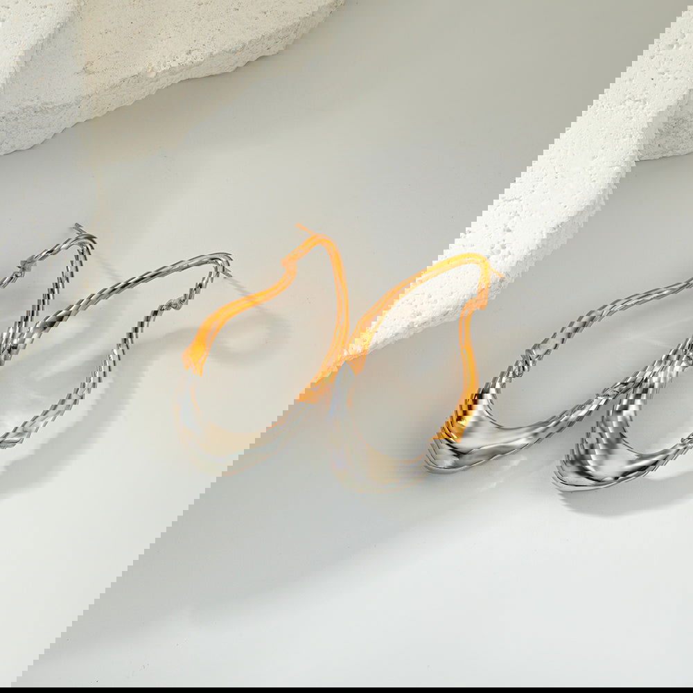 Wholesale 1 Pair Casual Shiny U Shape Solid Color Asymmetrical Plating 304 Stainless Steel 14K Gold Plated Earrings - coojewelry