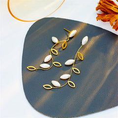 Wholesale 1 Pair Casual Simple Style Leaf Plating Titanium Steel Drop Earrings - coojewelry