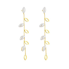 Wholesale 1 Pair Casual Simple Style Leaf Plating Titanium Steel Drop Earrings - coojewelry