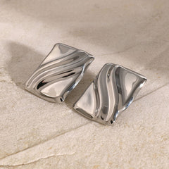 Wholesale 1 Pair Casual Simple Style Quadrilateral Plating 304 Stainless Steel Ear Studs - coojewelry