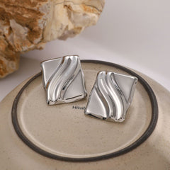 Wholesale 1 Pair Casual Simple Style Quadrilateral Plating 304 Stainless Steel Ear Studs - coojewelry