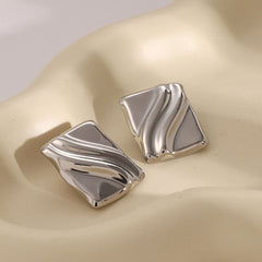 Wholesale 1 Pair Casual Simple Style Quadrilateral Plating 304 Stainless Steel Ear Studs - coojewelry