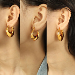 Wholesale 1 Pair Elegant French Style Commute U Shape Semicircle Polishing Plating 304 Stainless Steel 18K Gold Plated Earrings - coojewelry