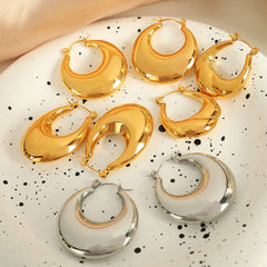 Wholesale 1 Pair Elegant French Style Commute U Shape Semicircle Polishing Plating 304 Stainless Steel 18K Gold Plated Earrings - coojewelry