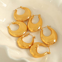 Wholesale 1 Pair Elegant French Style Commute U Shape Semicircle Polishing Plating 304 Stainless Steel 18K Gold Plated Earrings - coojewelry