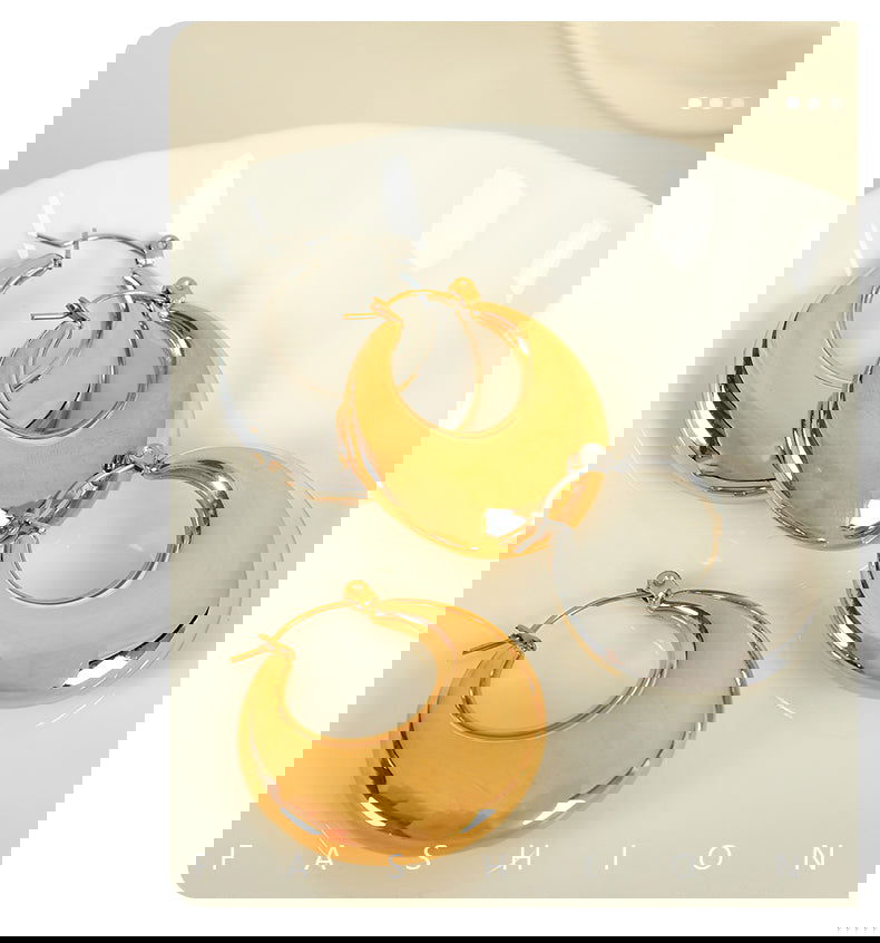 Wholesale 1 Pair Elegant French Style Commute U Shape Semicircle Polishing Plating 304 Stainless Steel 18K Gold Plated Earrings - coojewelry