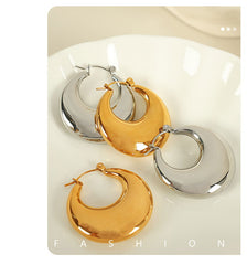 Wholesale 1 Pair Elegant French Style Commute U Shape Semicircle Polishing Plating 304 Stainless Steel 18K Gold Plated Earrings - coojewelry