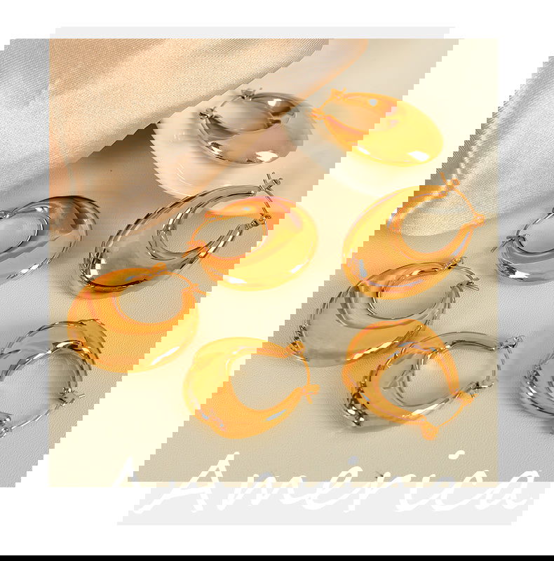 Wholesale 1 Pair Elegant French Style Commute U Shape Semicircle Polishing Plating 304 Stainless Steel 18K Gold Plated Earrings - coojewelry