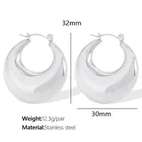 Wholesale 1 Pair Elegant French Style Commute U Shape Semicircle Polishing Plating 304 Stainless Steel 18K Gold Plated Earrings - coojewelry