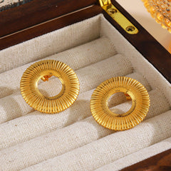 Wholesale 1 Pair Elegant Geometric Circle Titanium Steel Ear Studs - coojewelry