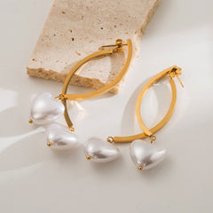 Wholesale 1 Pair Elegant Vintage Style Solid Color 304 Stainless Steel 18K Gold Plated Drop Earrings - coojewelry