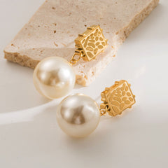Wholesale 1 Pair Elegant Vintage Style Solid Color 304 Stainless Steel 18K Gold Plated Drop Earrings - coojewelry
