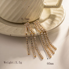 Wholesale 1 Pair IG Style Retro Classic Style Chain Inlay 304 Stainless Steel Zircon 18K Gold Plated Drop Earrings - coojewelry