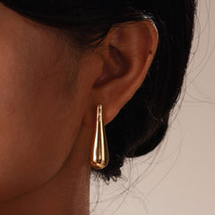 Wholesale 1 Pair IG Style Simple Water Droplets 201 Stainless Steel Ear Studs - coojewelry