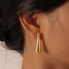 Wholesale 1 Pair IG Style Simple Water Droplets 201 Stainless Steel Ear Studs - coojewelry