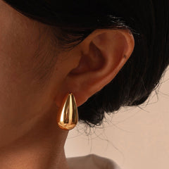 Wholesale 1 Pair IG Style Simple Water Droplets 201 Stainless Steel Ear Studs - coojewelry