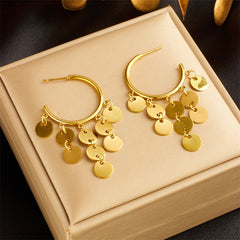 Wholesale 1 Pair Lady Geometric Tassel Plating Titanium Steel Earrings - coojewelry