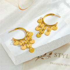 Wholesale 1 Pair Lady Geometric Tassel Plating Titanium Steel Earrings - coojewelry