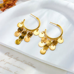 Wholesale 1 Pair Lady Geometric Tassel Plating Titanium Steel Earrings - coojewelry