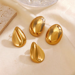 Wholesale 1 Pair Simple Classic Style Oval Water Droplets Plating 304 Stainless Steel 18K Gold Plated Ear Studs - coojewelry
