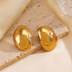 Wholesale 1 Pair Simple Classic Style Oval Water Droplets Plating 304 Stainless Steel 18K Gold Plated Ear Studs - coojewelry