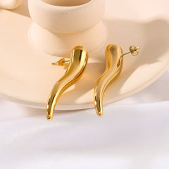 Wholesale 1 Pair Simple Classic Style Solid Color Polishing Plating 304 Stainless Steel 18K Gold Plated Ear Studs - coojewelry