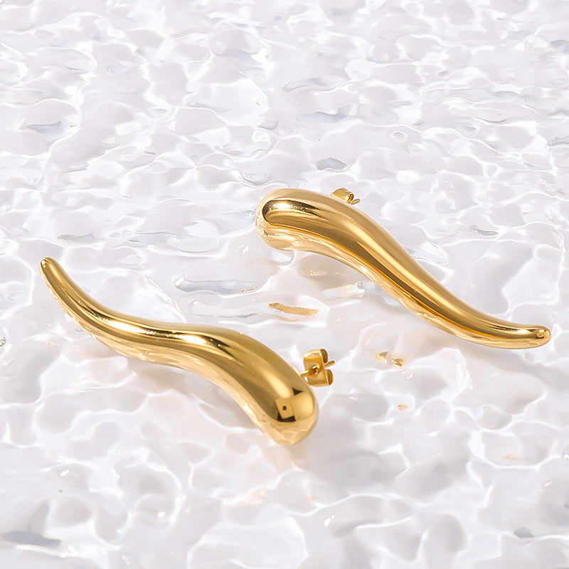 Wholesale 1 Pair Simple Classic Style Solid Color Polishing Plating 304 Stainless Steel 18K Gold Plated Ear Studs - coojewelry