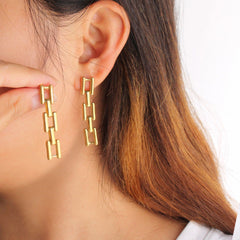 Wholesale 1 Pair Simple Style Commute Square 304 Stainless Steel 316 Stainless Steel 18K Gold Plated Drop Earrings - coojewelry