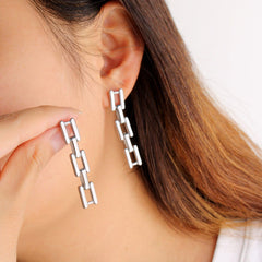 Wholesale 1 Pair Simple Style Commute Square 304 Stainless Steel 316 Stainless Steel 18K Gold Plated Drop Earrings - coojewelry