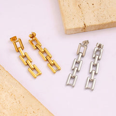 Wholesale 1 Pair Simple Style Commute Square 304 Stainless Steel 316 Stainless Steel 18K Gold Plated Drop Earrings - coojewelry