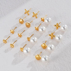 Wholesale 1 Pair Simple Style Flower Inlay 304 Stainless Steel Rhinestones Ear Studs - coojewelry