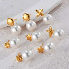 Wholesale 1 Pair Simple Style Flower Inlay 304 Stainless Steel Rhinestones Ear Studs - coojewelry