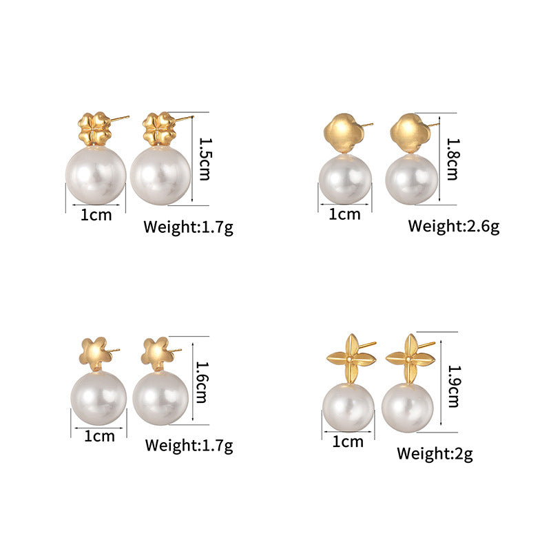 Wholesale 1 Pair Simple Style Flower Inlay 304 Stainless Steel Rhinestones Ear Studs - coojewelry