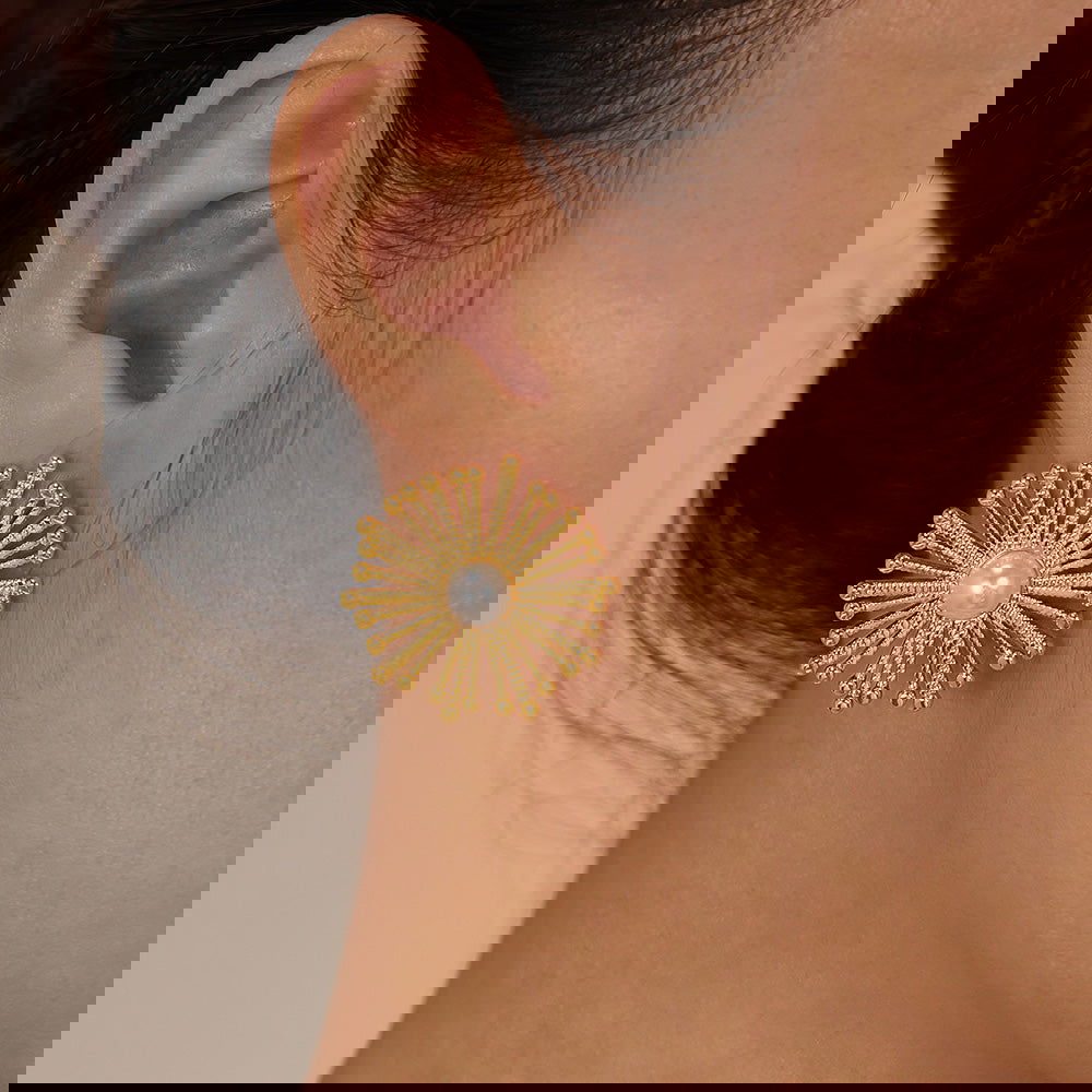 Wholesale 1 Pair Sweet Simple Style Dandelion Inlay 304 Stainless Steel Artificial Pearls Ear Studs - coojewelry