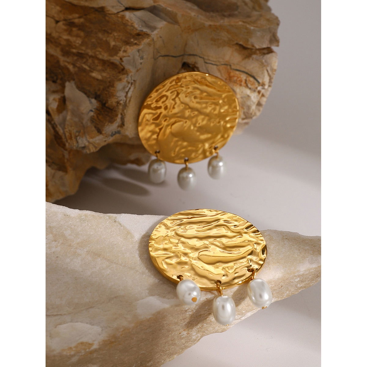 Wholesale 1 Pair Vacation Simple Style IG Style Round Plating 304 Stainless Steel 18K Gold Plated Drop Earrings - coojewelry