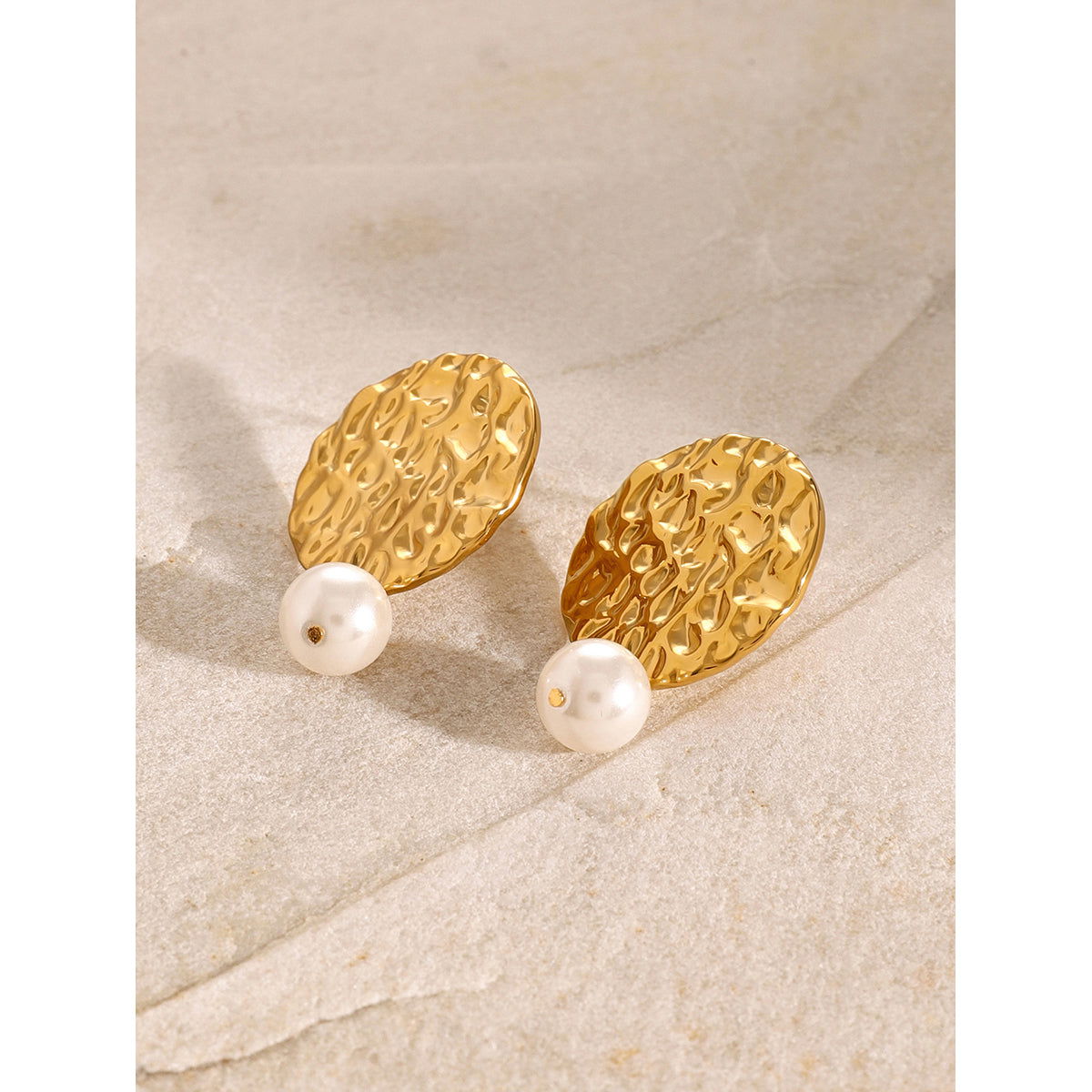 Wholesale 1 Pair Vacation Simple Style IG Style Round Plating 304 Stainless Steel 18K Gold Plated Drop Earrings - coojewelry