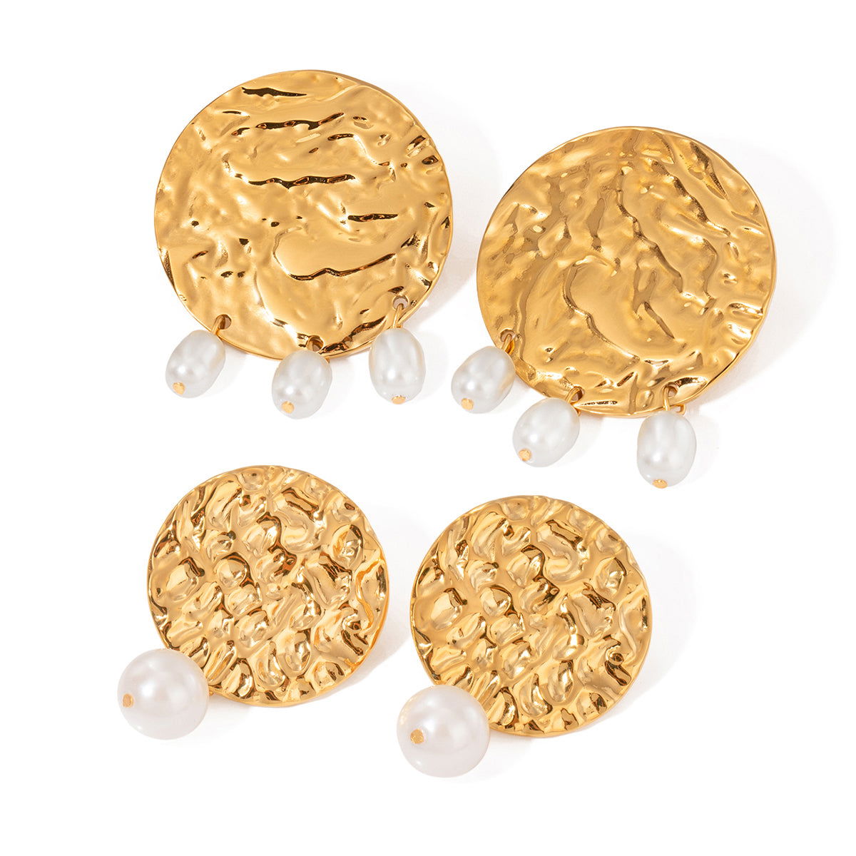 Wholesale 1 Pair Vacation Simple Style IG Style Round Plating 304 Stainless Steel 18K Gold Plated Drop Earrings - coojewelry