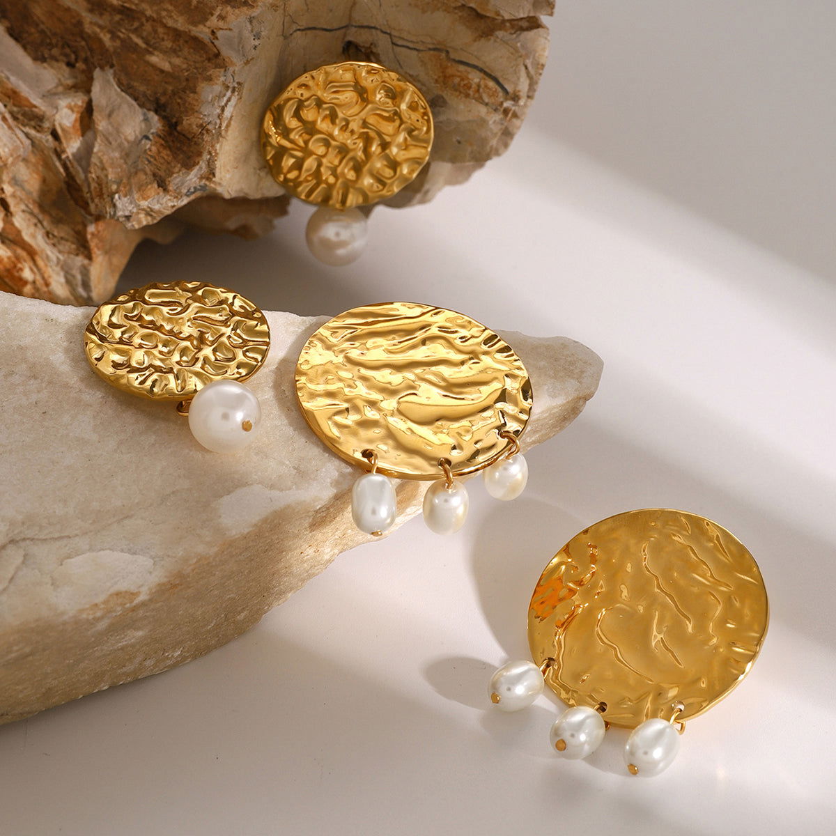 Wholesale 1 Pair Vacation Simple Style IG Style Round Plating 304 Stainless Steel 18K Gold Plated Drop Earrings - coojewelry
