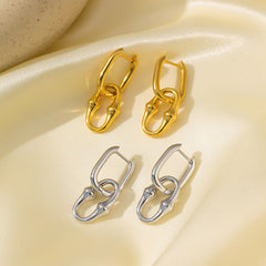 Wholesale 1 Pair Vintage Simple Style Streetwear U Shape 316L Stainless Steel 18K Gold Plated Drop Earrings - coojewelry