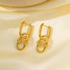 Wholesale 1 Pair Vintage Simple Style Streetwear U Shape 316L Stainless Steel 18K Gold Plated Drop Earrings - coojewelry