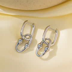 Wholesale 1 Pair Vintage Simple Style Streetwear U Shape 316L Stainless Steel 18K Gold Plated Drop Earrings - coojewelry