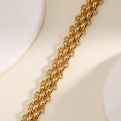 Wholesale 201 Stainless Steel 18K Gold Plated Simple Style Geometric Plating Bracelets - coojewelry