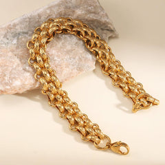 Wholesale 201 Stainless Steel 18K Gold Plated Simple Style Geometric Plating Bracelets - coojewelry