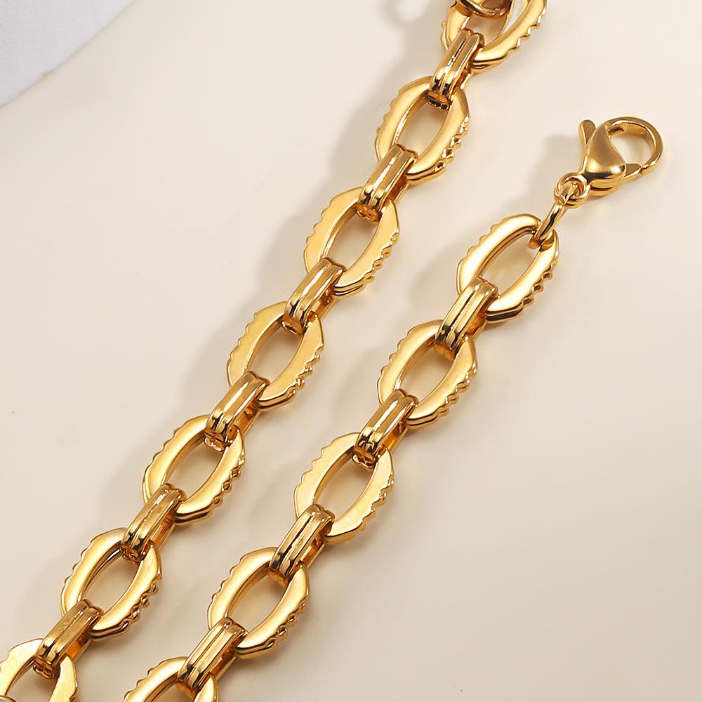 Wholesale 201 Stainless Steel 18K Gold Plated Simple Style Solid Color Plating Bracelets - coojewelry