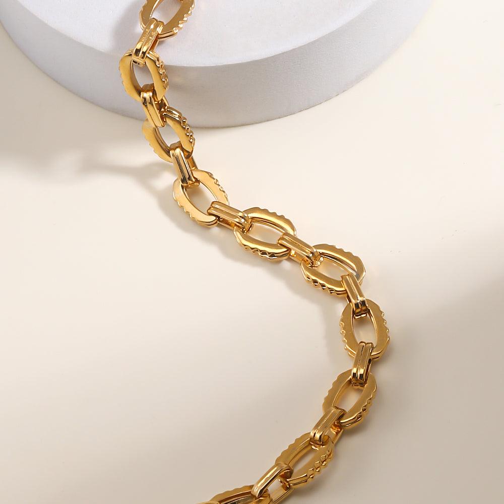 Wholesale 201 Stainless Steel 18K Gold Plated Simple Style Solid Color Plating Bracelets - coojewelry